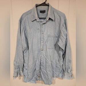 Mark Alexander Cotton Long Sleeve Shirt Blue Size 17 34/35 Light Denim Look